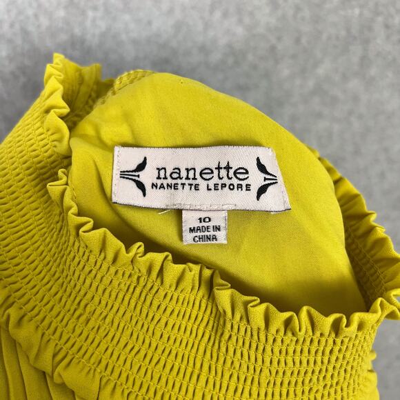 Nanette Lepore Mock Neck Sleeveless Pleated Dress in Lime Matcha Size 10 - Picture 8 of 9